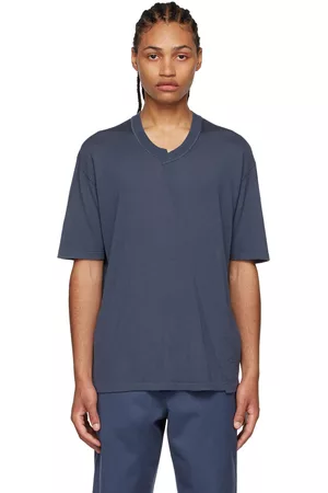 Ermenegildo Zegna Men T-shirts - SSENSE Exclusive Blue Wool T-Shirt