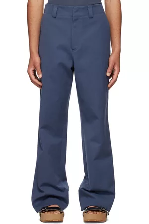 Ermenegildo Zegna Men Pants - SSENSE Exclusive Blue Cotton Trousers
