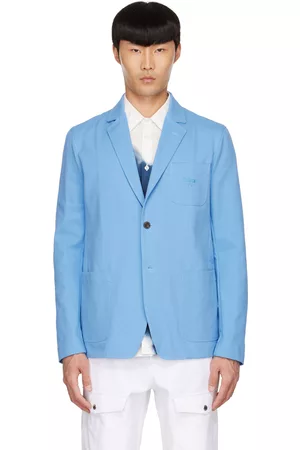 Alexander McQueen Men Blazers - Blue Cotton Blazer