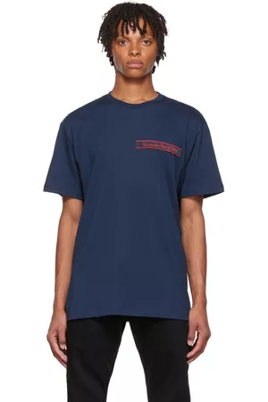Alexander McQueen Men T-shirts - Navy Organic Cotton T-Shirt