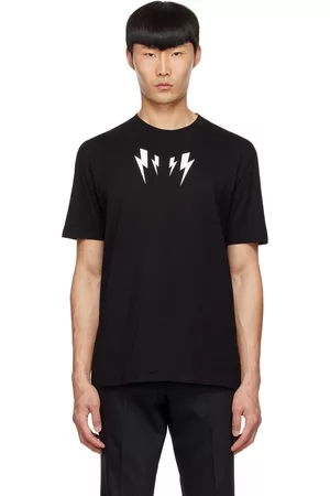 Neil Barrett Men T-shirts - Black Mirrored Bolt T-Shirt