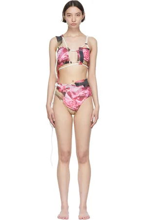 OTTOLINGER Pink & Brown Laced Bikini Top