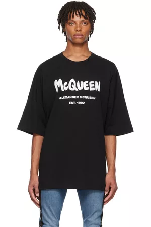 Alexander McQueen Men T-shirts - Black Graffiti T-Shirt