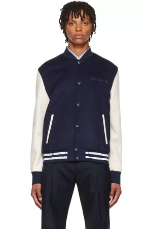 Alexander McQueen Men Jackets - Navy Wool Varsity Jacket