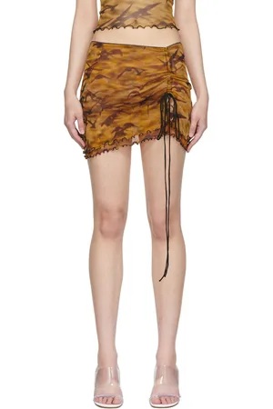 PRISCAVera Orange Nylon Mini Skirt