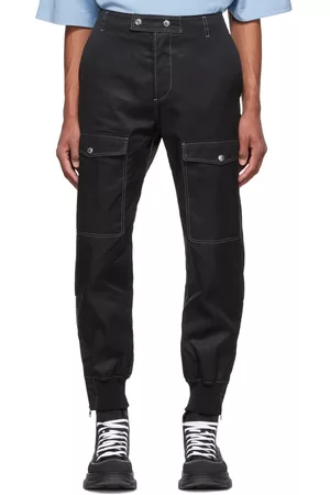 Alexander McQueen Men Cargo Pants - Black Cotton Cargo Pants