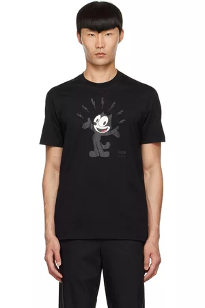 Neil Barrett Men T-shirts - Black Felix The Cat Edition Cotton T-Shirt