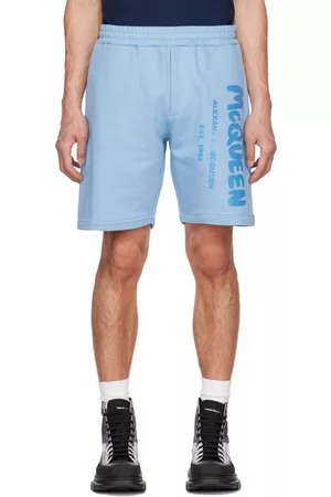 Alexander McQueen Men Shorts - Blue Cotton Shorts