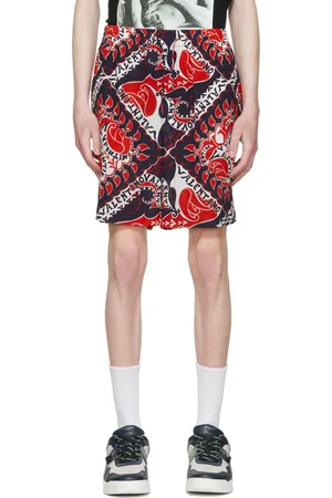VALENTINO Red & Navy Silk Shorts