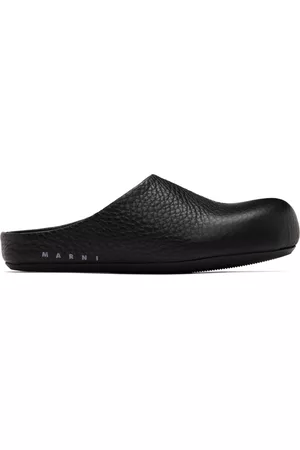 Marni Men Loafers - Black Leather Sabot Loafers