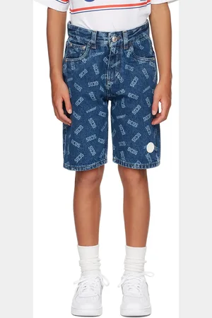 GCDS Kids Blue Denim Logo Shorts