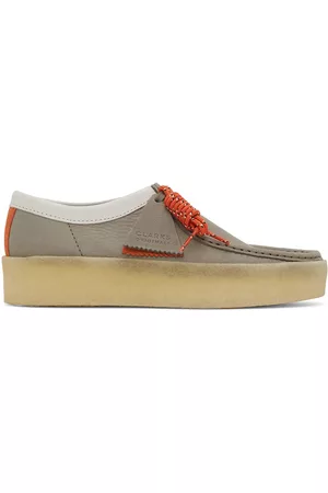 Clarks Men Shoes - Gray Nubuck Wallabee Cup Lace-Up Shoes