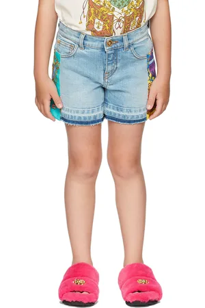 VERSACE Kids Blue Royal Rebellion Denim Shorts