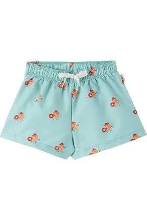 Tiny Cottons Kids Blue Beach Oranges Swim Shorts