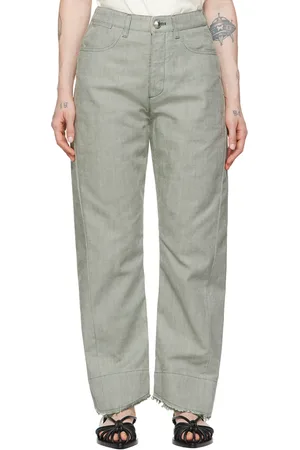 Jil Sander Green Raw-Cuff Jeans
