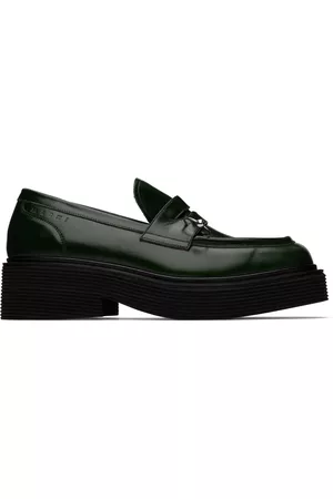 Marni Men Loafers - Green Leather Moccasin Loafers