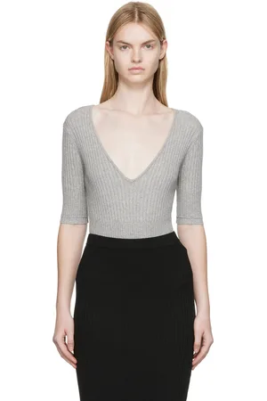 MARIA MCMANUS Gray Ribbed Bodysuit