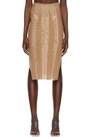 Kathryn Bowen Beige Lingerie Midi Skirt