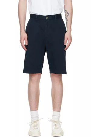 Sunspel Men Shorts - Navy Garment-Dyed Shorts