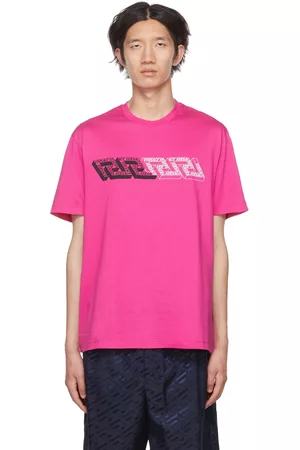 VERSACE Men T-shirts - Pink 'La Greca' T-Shirt