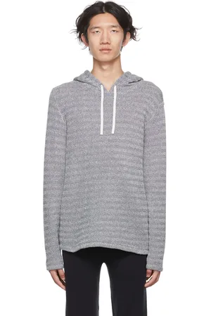Vince Off-White & Navy Loose Knit Hoodie