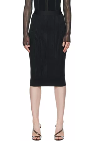 Hervé Léger Women Midi Skirts - Black Variegated Midi Skirt