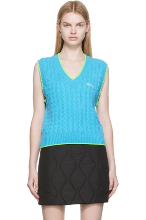 Msgm Blue Wool Vest
