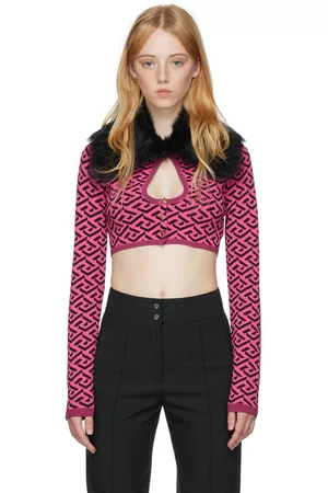 VERSACE Women Cardigans - Pink 'La Greca' Cardigan