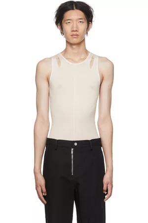 DION LEE Men Tank Tops - Off-White Cutout Tank Top