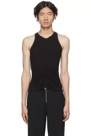 DION LEE Men Tank Tops - Black Ruched Tank Top