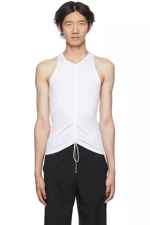 DION LEE Men Tank Tops - White Ruched Tank Top