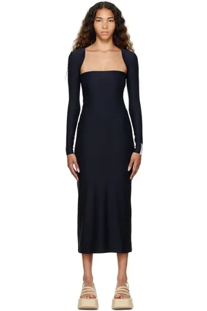 Rokh Black Nylon Midi Dress