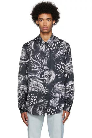 Roberto Cavalli Men Shirts - Black Graphic Shirt
