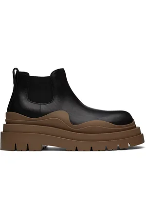 Bottega Veneta Black & Brown Tire Chelsea Boots
