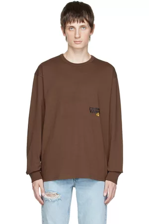 Vans Men Long Sleeve - Brown P.A.M Spiral Checker Reversible Long Sleeve T-Shirt