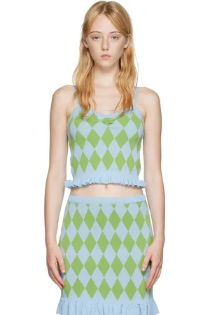 pushBUTTON Blue Argyle Tank Top