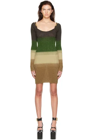 GCDS SSENSE Exclusive Brown & Green Minidress