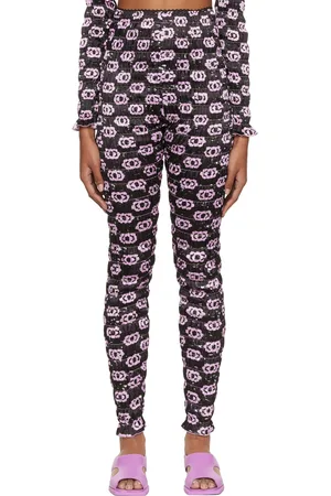 AMY CROOKES Black Shirred Leggings