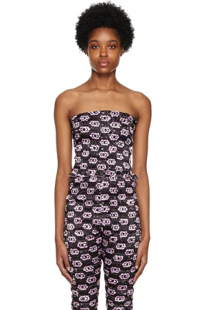 AMY CROOKES Black Shirred Tank Top