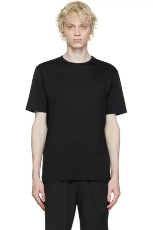 Sunspel Men T-shirts - Black Cotton T-Shirt