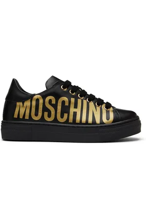 Moschino Kids Black Leather Sneakers