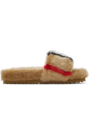 Burberry Kids Brown Faux-Fur Sandals