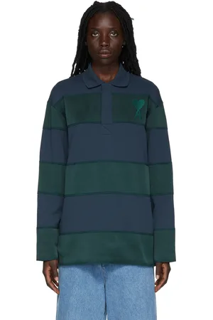 Ami SSENSE Exclusive Navy & Green Rugby Polo