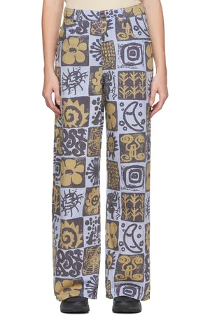 Alexander McQueen Blue Print Wide-Leg Jeans