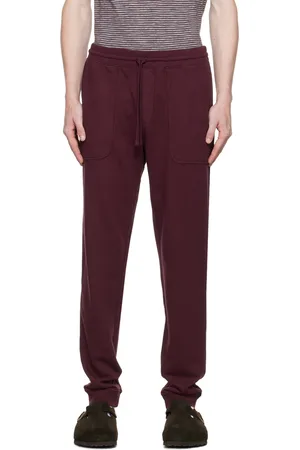 Vince Men Loungewear - Burgundy Garment-Dyed Lounge Pants