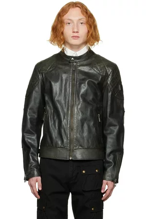 Belstaff Men Leather Jackets - Black Outlaw Leather Jacket