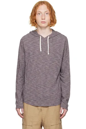 Vince Burgundy Stripe Popover Hoodie