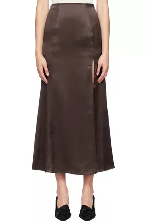BITE Women Maxi Skirts - Brown Organic Silk Maxi Skirt