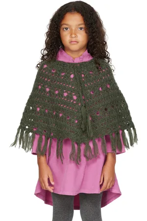 Longlivethequeen Kids Khaki Handcrochet Poncho