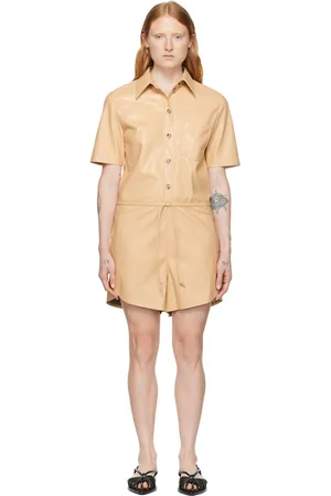 Nanushka Beige Leni Vegan Leather Jumpsuit